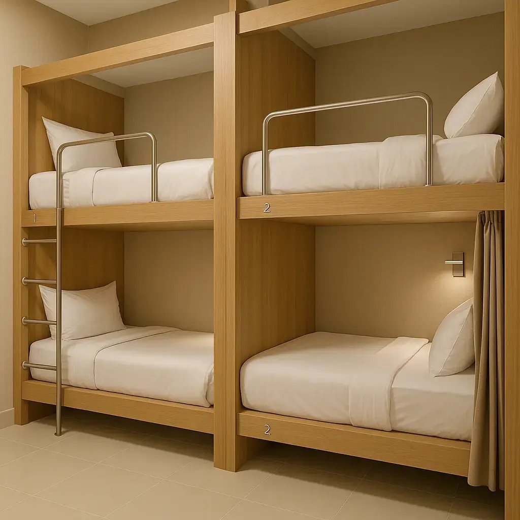 Clean and wooden design Bunk Beds for four people