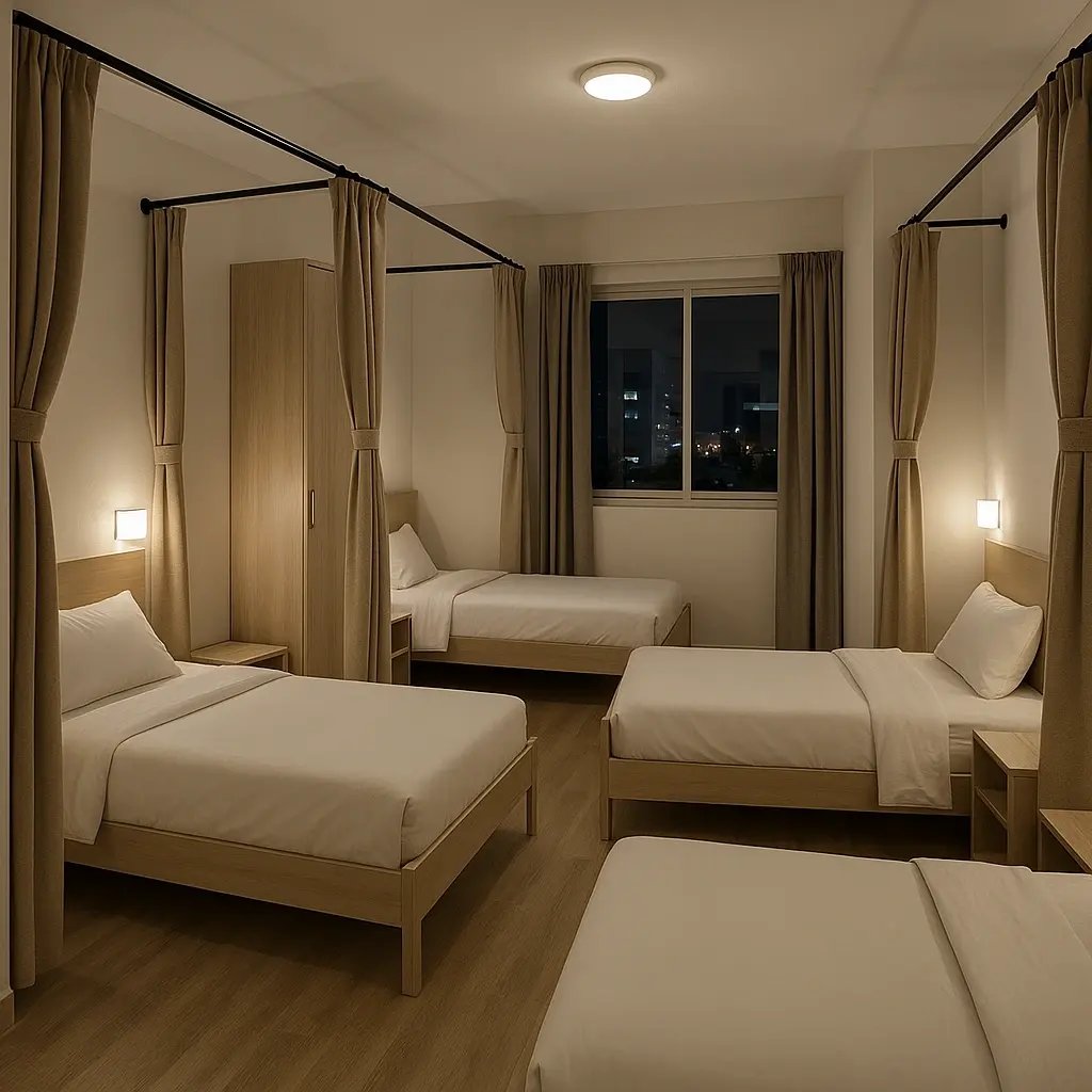 Cozy Modern Shared Bedspace in Dubai Silicon Oasis with four single bed.