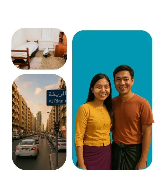 A couple moving to a room in Al Rigga A couple moving to a room in Al Rigga